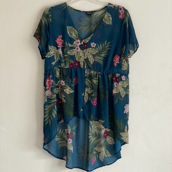 Torrid Size 1 Tropical Teal Hi Lox Blouse - Picture 4 of 12